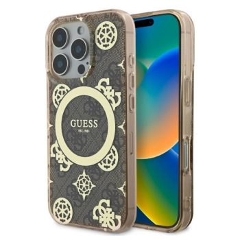   Guess GUHMP16XH4PYEEW iPhone 16 Pro Max, 6.9" tok, barna hardcase IML Peony On 4G Background MagSafe