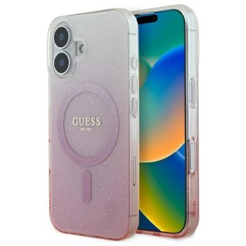   Guess GUHMP16SHGRCELP iPhone 16 6.1" IML Glitter Gradient MagSafe tok, rózsaszín