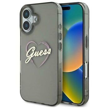   Guess GUHCP16MHCHGSPK iPhone 16 Plus 6.7" tok, fekete IML Heart