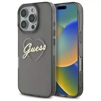   Guess GUHCP16LHCHGSPK iPhone 16 Pro 6.3" tok, fekete IML Heart
