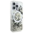 Guess GUHMP16LLFMWTE iPhone 16 Pro 6.3" tok, bézs hardcase Liquid Glitter Flower MagSafe
