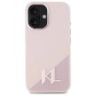 Karl Lagerfeld KLHMP16SSCMKMPCP iPhone 16 6.1" Silicone Shadow Metal Initial MagSafe tok, rózsaszín