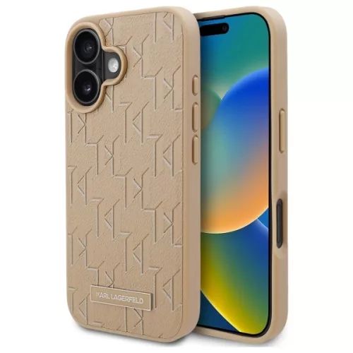 Karl Lagerfeld KLHMP16SPKHPORPE iPhone 16 6.1" Hot Stamp Magsafe tok, bézs