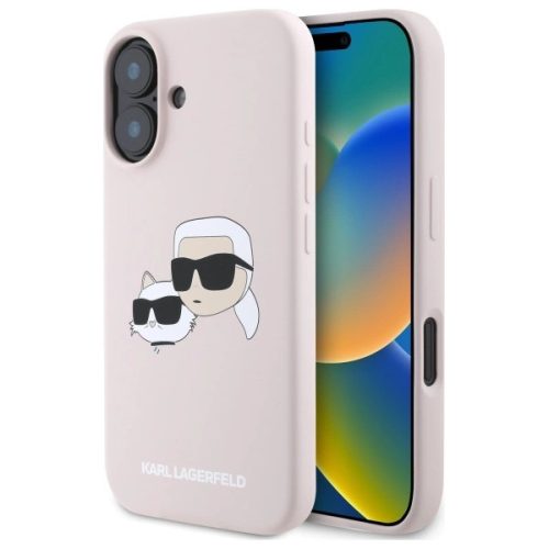 Karl Lagerfeld KLHMP16SSKCHPPLP iPhone 16 6.1" rhardcase Silicone Double Heads Print MagSafe tok, rózsaszín
