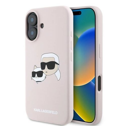 Karl Lagerfeld KLHMP16MSKCHPPLP iPhone 16 Plus 6.7" hardcase Silicone Double Heads Print MagSafe tok, rózsaszín