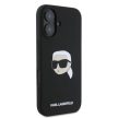 Karl Lagerfeld iPhone 16 6,1" KLHMP16SSKHPPLK hardcase Silicone KL Head Print MagSafe tok, fekete