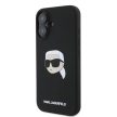 Karl Lagerfeld iPhone 16 6,1" KLHMP16SSKHPPLK hardcase Silicone KL Head Print MagSafe tok, fekete
