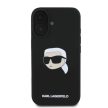 Karl Lagerfeld iPhone 16 6,1" KLHMP16SSKHPPLK hardcase Silicone KL Head Print MagSafe tok, fekete