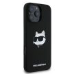 Karl Lagerfeld case iPhone 16 Pro 6,3" KLHMP16LSCHPPLK tok, fekete hardcase Silicone Choupette Head Print MagSafe