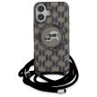 Karl Lagerfeld KLHMP16SHCKCKLCK iPhone 16 6.1" IML Crossbody Monogram Karl & Choupette Head MagSafe tok, fekete