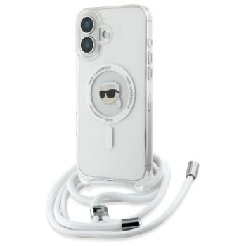   Karl Lagerfeld KLHMP16SHCKHNT iPhone 16, 6.1" Crossbody IML Karl Head Magsafe tok, átlátszó