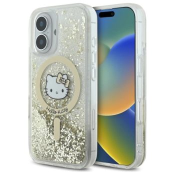   Hello Kitty HKHMP16SLGDIH iPhone 16 6.1", Liquid Glitter Fever MagSafe tok, fehér-arany