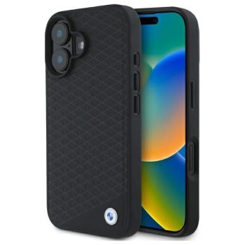   BMW BMHMP16S23RDDK iPhone 16 6.1", tok, fekete Sign Leather Diamond Metal Logo MagSafe