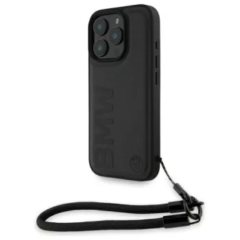   BMW BMHCP16X23RMRLK iPhone 16 Pro Max, 6.9" tok, fekete Signature Leather Wordmark Cord