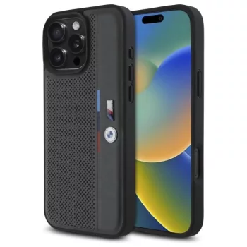   BMW BMHCP16X23PUPVA iPhone 16 Pro Max 6.9" M Perforated Tricolor Detail Line tok, antracit