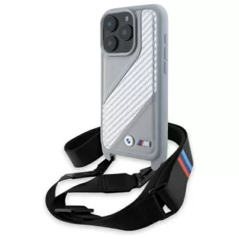   BMW BMHCP16X23PSCCG iPhone 16 Pro Max, 6.9" tok, szürke hardcase M Edition Carbon Stripe & Strap