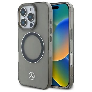   Mercedes MEHMP16X23HUOSK iPhone 16 Pro, Max 6.9" tok, fekete Silver Ring MagSafe