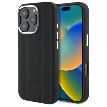   Mercedes MEHMP16X23SUVSK iPhone 16 Pro, Max 6.9" tok, fekete Silicone Vertical Tonal Stripes MagSafe