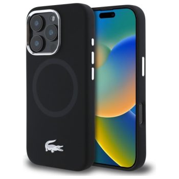   Lacoste LCHMP16XSMAK iPhone 16 Pro Max, 6.9" tok, fekete Silicone Croco Logo MagSafe
