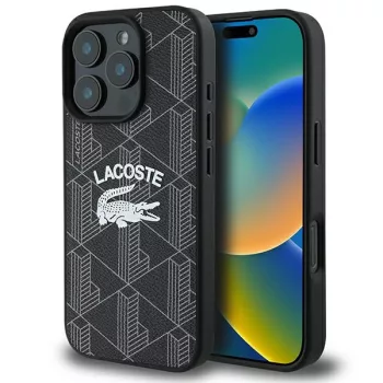   Lacoste LCHMP16XPIGK iPhone 16 Pro Max 6.9" tok, fekete Monogram Vintage Logo MagSafe