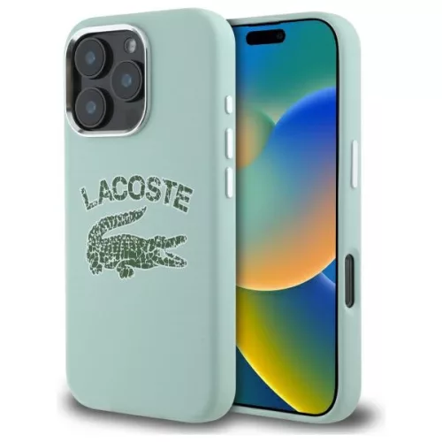 Lacoste LCHMP16LUCRA iPhone 16 Pro 6.3", tok, mentazöld hardcase Silicone Cracked Logo MagSafe