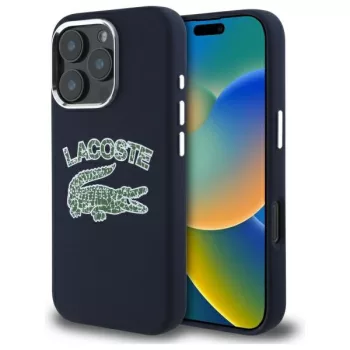   Lacoste LCHMP16LUCRV iPhone 16 Pro 6.3", granatowy/marine hardcase Silicone Cracked Logo MagSafe