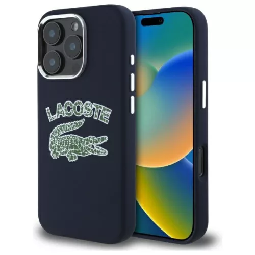 Lacoste LCHMP16LUCRV iPhone 16 Pro 6.3", granatowy/marine hardcase Silicone Cracked Logo MagSafe