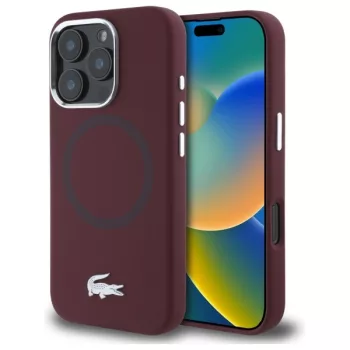   Lacoste LCHMP16XSMAR iPhone 16 Pro Max, 6.9" tok, bordeaux hardcase Silicone Croco Logo MagSafe
