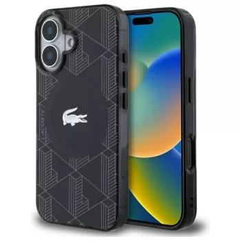   Lacoste LCHMP16MUBSK iPhone 16 Plus 6.7", tok, fekete IML Blend Monogram MagSafe