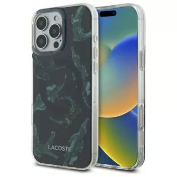   Lacoste LCHMP16XUPAK iPhone 16 Pro Max, 6.9" tok, fekete IML Painting MagSafe