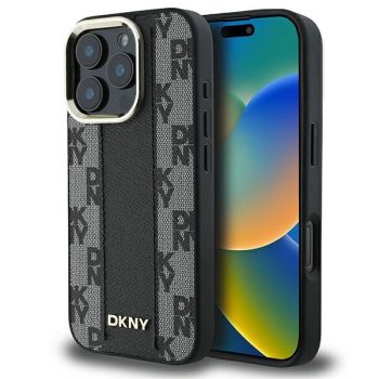   DKNY DKHMP16LPCPVSLK iPhone 16 Pro 6.3" tok, fekete Checketok, piros Pattern Magsafe