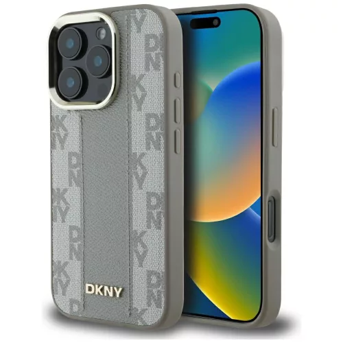 DKNY Checkered Pattern Magsafe iPhone 16 Pro Max tok, bézs