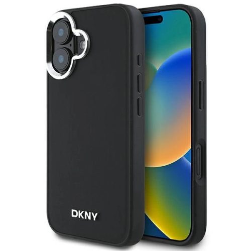 DKNY DKHMP16SPSCMCLK iPhone 16 6.1" tok, fekete Plain tok, ezüst Logo MagSafe