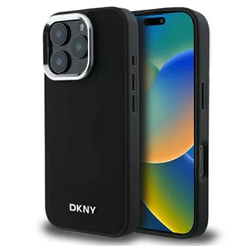   DKNY DKHMP16LPSCMCLK iPhone 16 Pro 6.3" tok, fekete Plain Silver Logo MagSafe