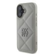 DKNY iPhone 16 PU Leather Quilted Stack Logo (DKHCP16SPQDSLG) hátlap tok, szürke
