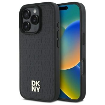   DKNY DKHMP16XPSHRPSK iPhone 16 Pro Max, 6.9" hardcase tok, fekete Repeat Pattern Stack Logo MagSafe
