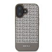 DKNY iPhone 16 PU Leather Repeat Pattern Bottom Stripe (DKHMP16SPSOSPW) MagSafe kompatibilis hátlap, tok, barna