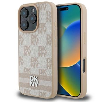   DKNY DKHCP16LPCPTSSP iPhone 16 Pro 6.3" tok, rózsaszín hardcase Checketok, piros Pattern & Printed Stripes
