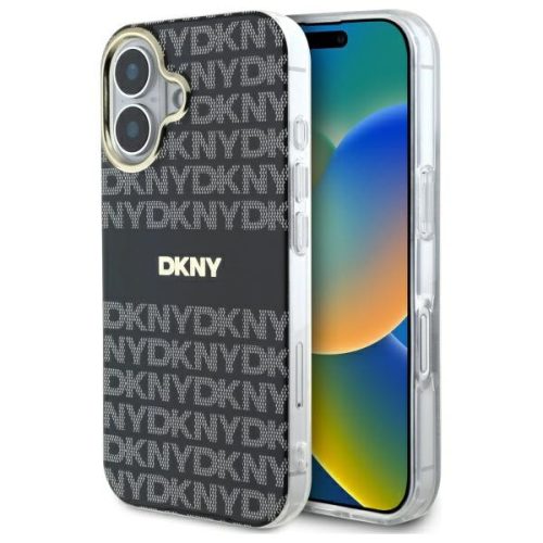 DKNY DKHMP16SHRHSEK iPhone 16 6.1", tok, fekete Repeat Texture Pattern Stripe
