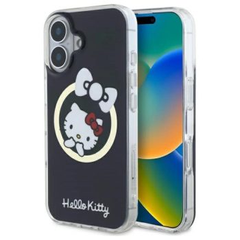   Hello Kitty HKHMP16SHFLBK iPhone 16 6,1" IML Fun bow Magsafe tok, fekete
