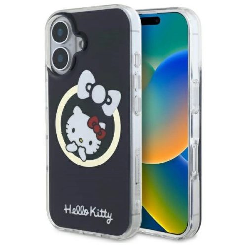 Hello Kitty HKHMP16SHFLBK iPhone 16 6,1" IML Fun bow Magsafe tok, fekete