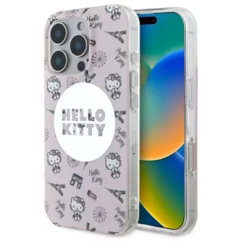   Hello Kitty HKHMP16LHAOPP iPhone 16 Pro 6,3" tok, rózsaszín hardcase IML All Over Paris Magsafe