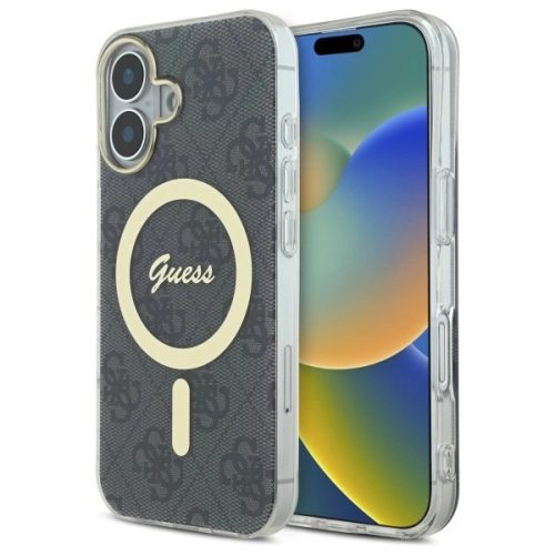 Guess GUHMP16SH4STK iPhone 16 6.1" IML 4G MagSafe tok, fekete