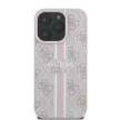 Guess GUHMP16LP4RPSP iPhone 16 Pro 6.3" tok, rózsaszín hardcase 4G Printed Stripes MagSafe