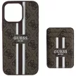 Guess 4G Stripes Magsafe iPhone 16 Pro Max kártyatartós tok, barna