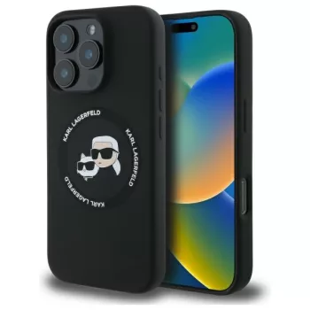   Karl Lagerfeld KLHMP16XSKCHTCK iPhone 16 Pro Max 6.9" hardcase Silicone Karl&Choupette Heads Ring MagSafe tok, fekete