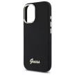 Guess GUHCP16SSMBSLK iPhone 16 6.1" Hard Silicone Case Script Metal Logo & Frame tok, fekete