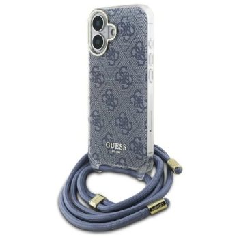   Guess GUHCP16SHC4SEB iPhone 16 6.1", Crossbody Cord 4G Print tok, kék