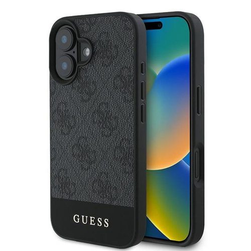 Guess case iPhone 16 Plus 6,7" GUHCP16MG4GLGR tok, szürke hardcase 4G Bottom Stripe