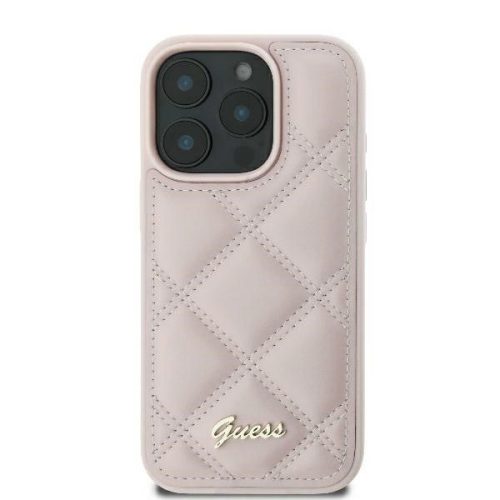 Guess GUHCP16SPSQSQSP iPhone 16 6.1" Quiled Metal Logo tok, rózsaszín